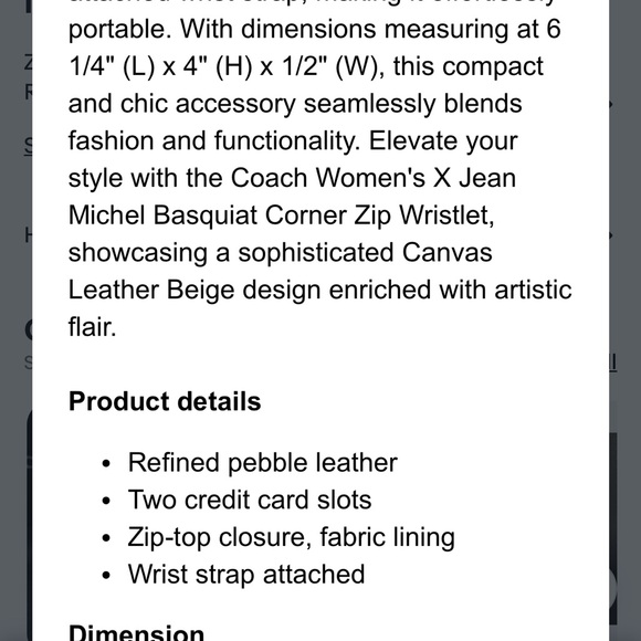 Brand new Coach X Jean Michel Basquiat City Corner Zip Leather Wristlet - Picture 4 of 4